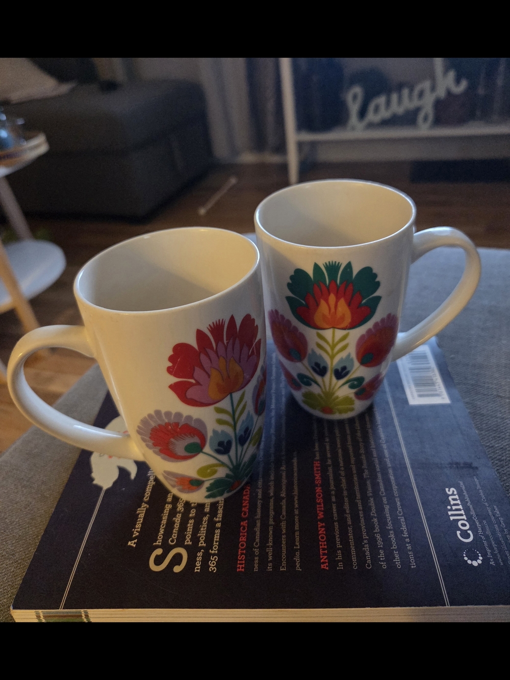 White Ceramic Coffee Mug with Colorful Floral Design